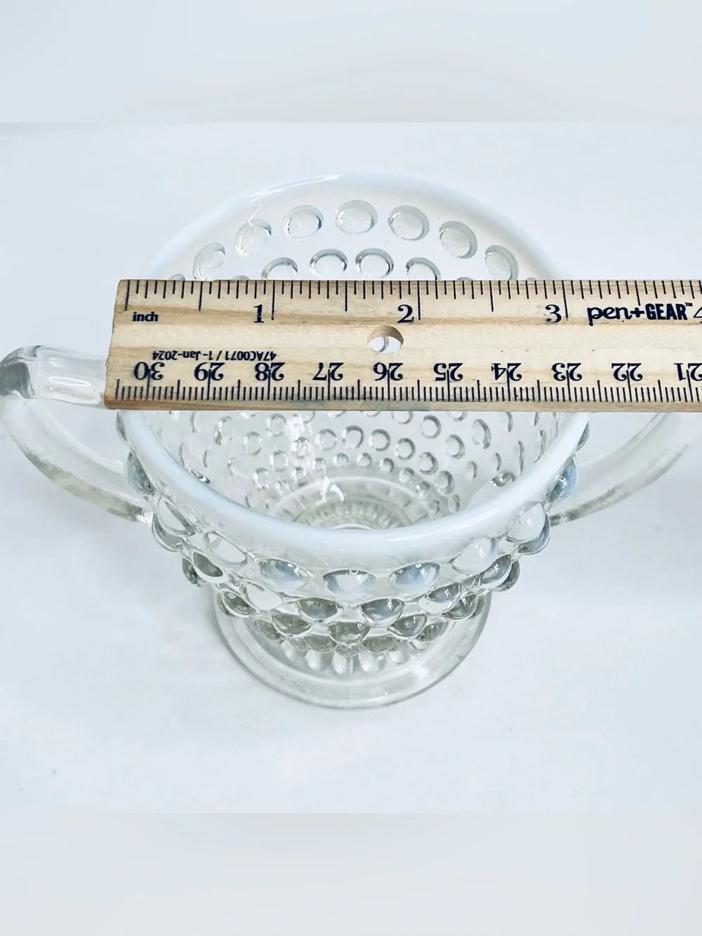 Vintage Anchor Hocking Moonstone Hobnail Opalescent Footed Sugar Bowl